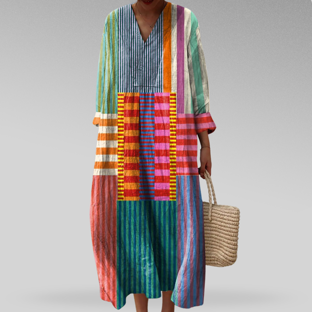 Abito lungo Colorblock Breeze - Elegante abito lungo da donna, comodo tutto il giorno