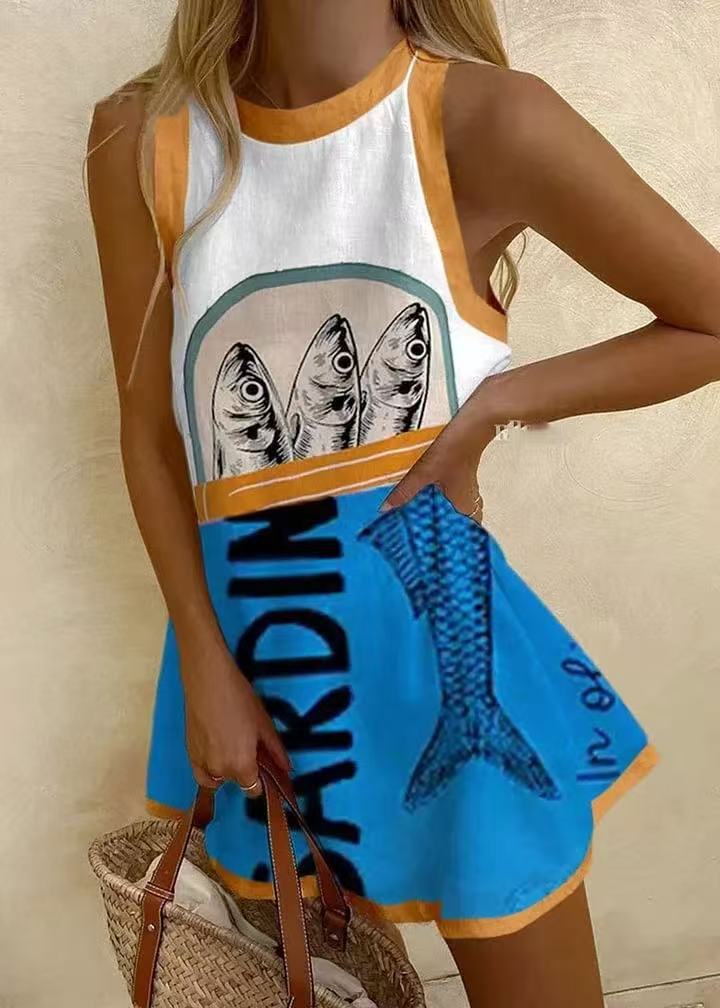 Giorgia™ | Minidress con Stampa Blu