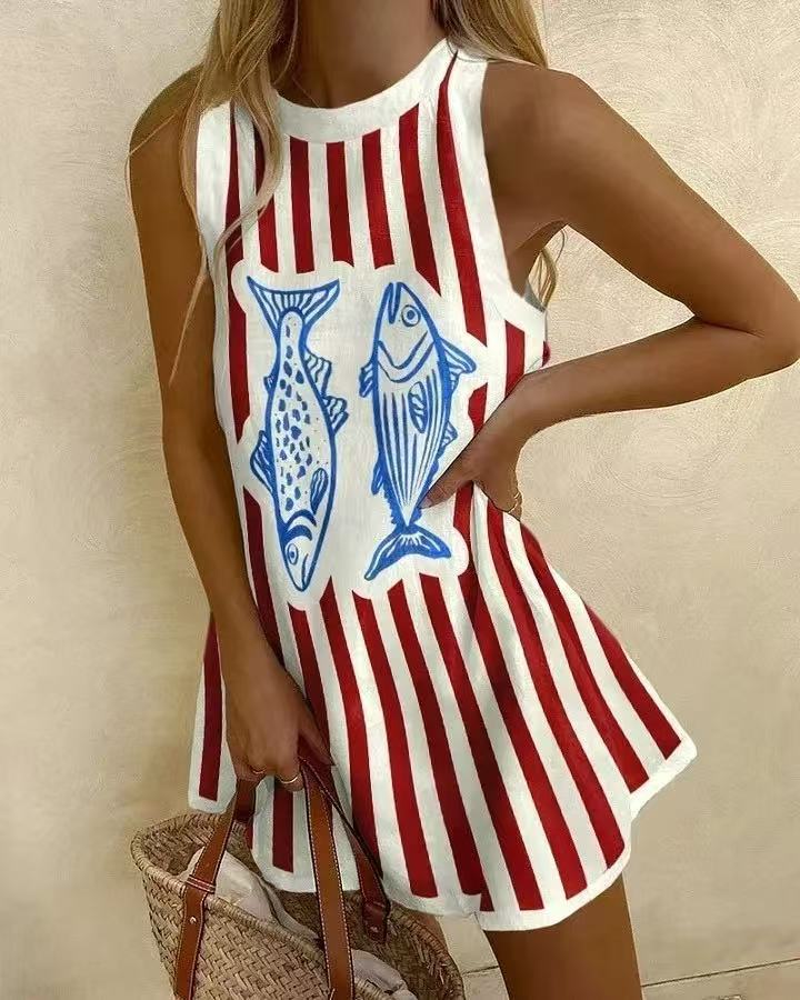 Luna™ | Minidress con Stampa Pesci