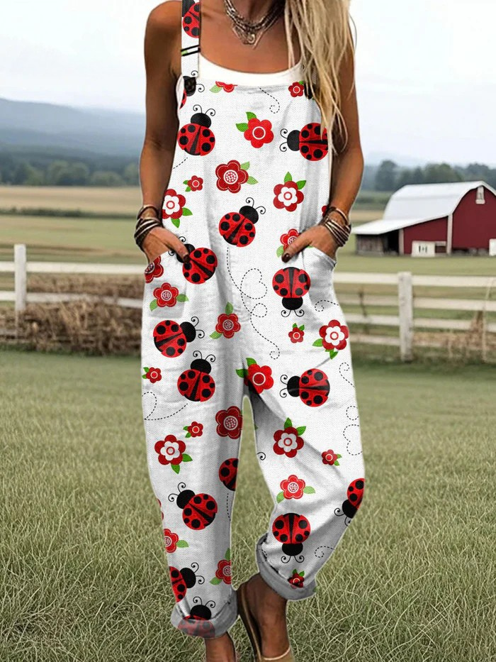 Tuta vintage floreale da donna - Comodo design a gamba larga
