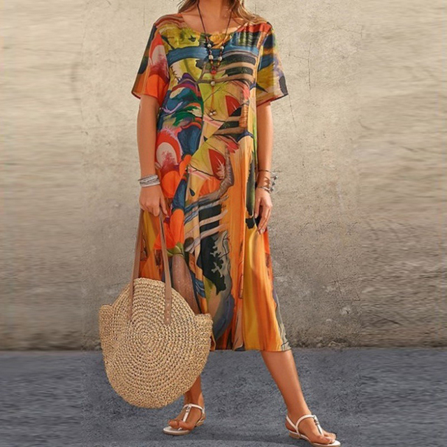 Anne™ | Elegante Abito Donna Midi Con Maniche Corte
