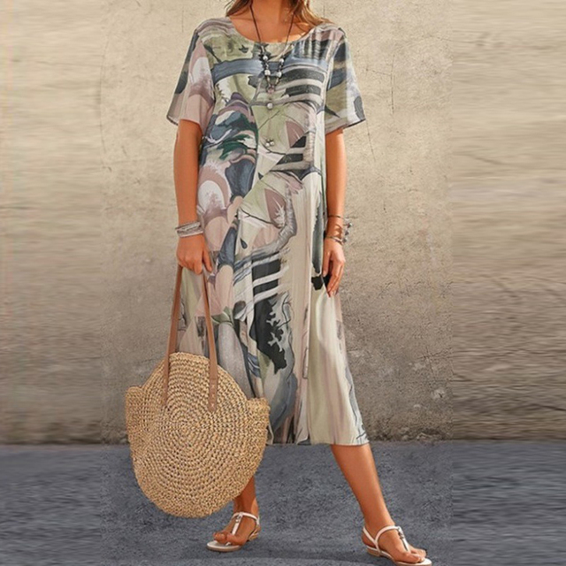 Anne™ | Elegante Abito Donna Midi Con Maniche Corte