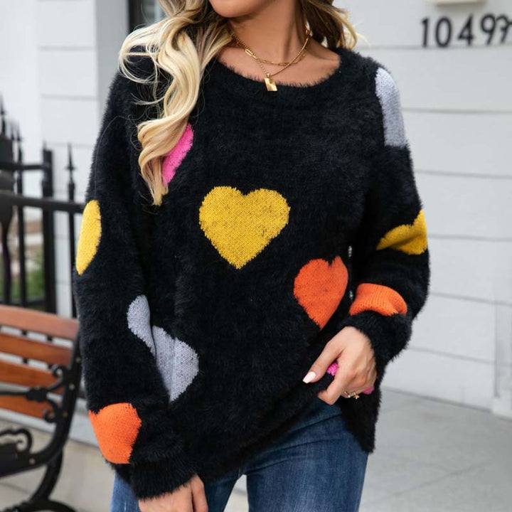 Emily – Sweter z dzianiny w serduszka