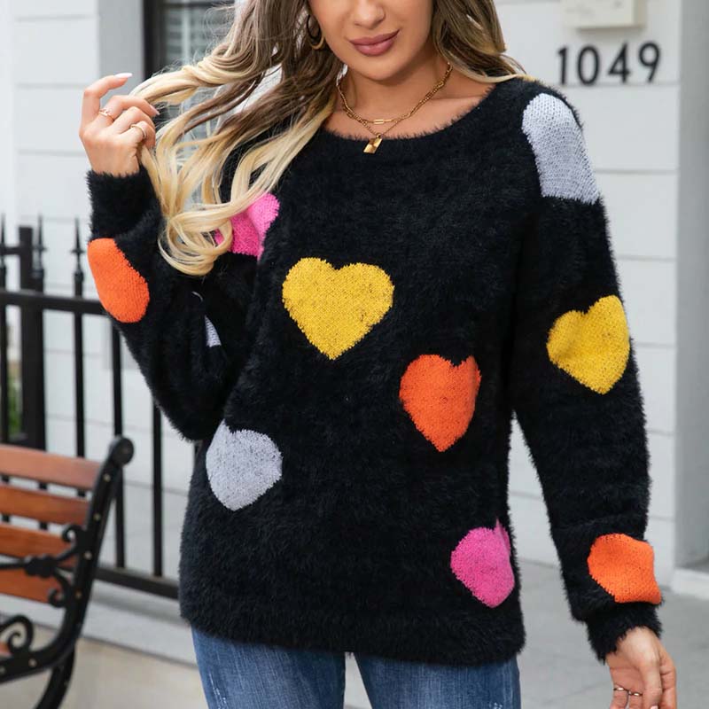 Emily – Sweter z dzianiny w serduszka