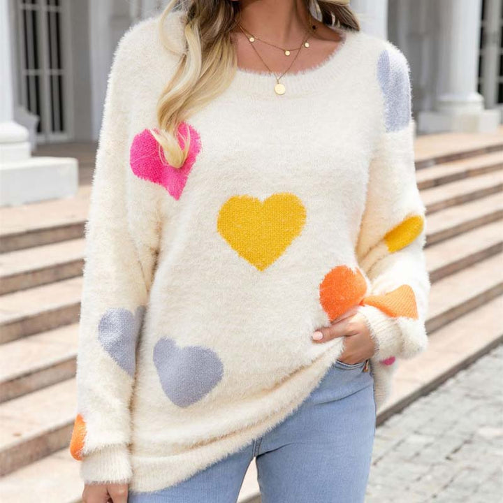 Emily – Sweter z dzianiny w serduszka