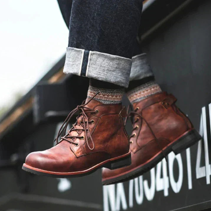 Fanum | Buty męskie retro z okrągłym noskiem