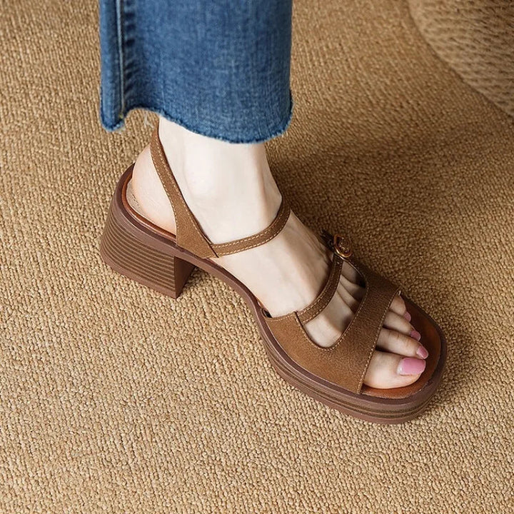 Keshara™ | Elegante Sandalo Con Tacco Largo Aperto Bianchi