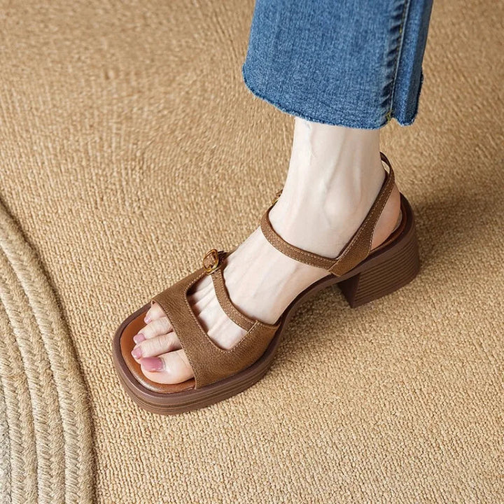 Keshara™ | Elegante Sandalo Con Tacco Largo Aperto Bianchi