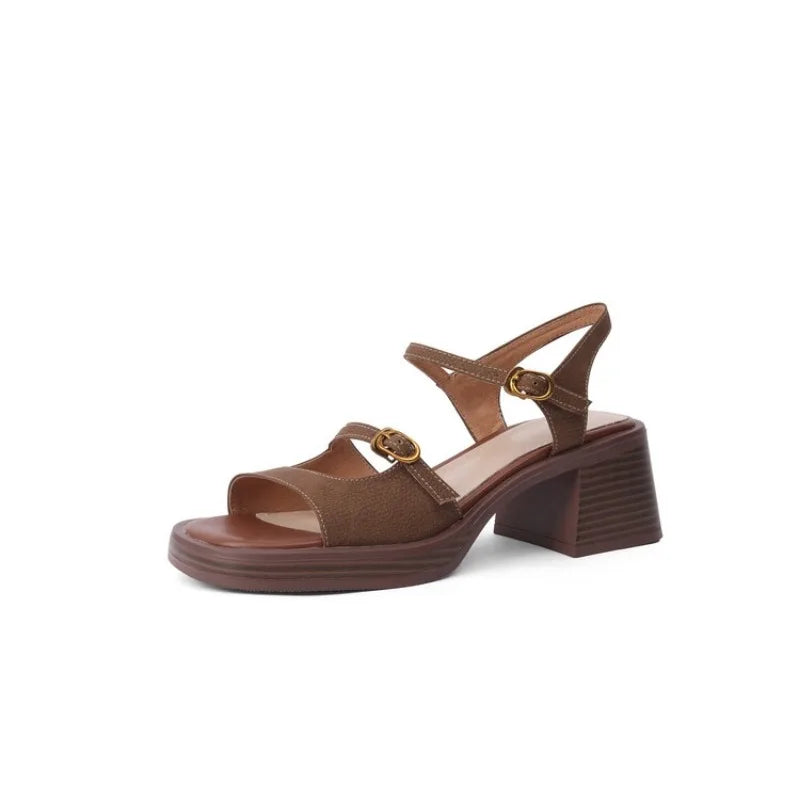 Keshara™ | Elegante Sandalo Con Tacco Largo Aperto Bianchi