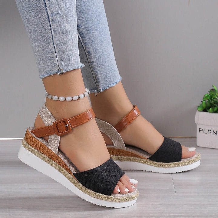 Laura™ | Comodi Sandali Donna con Zeppa e Punta Aperta