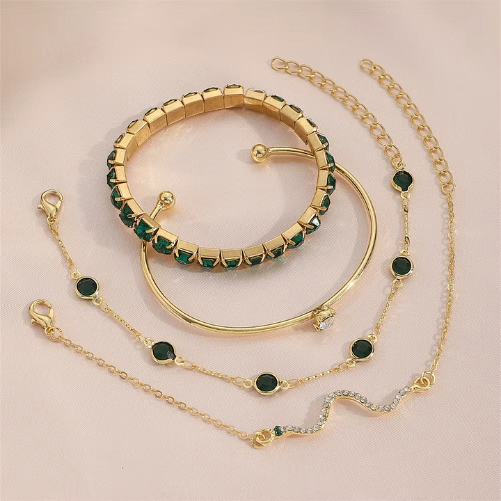 Miray™ | Elegante Set di Bracciali con Pietre Smeraldo