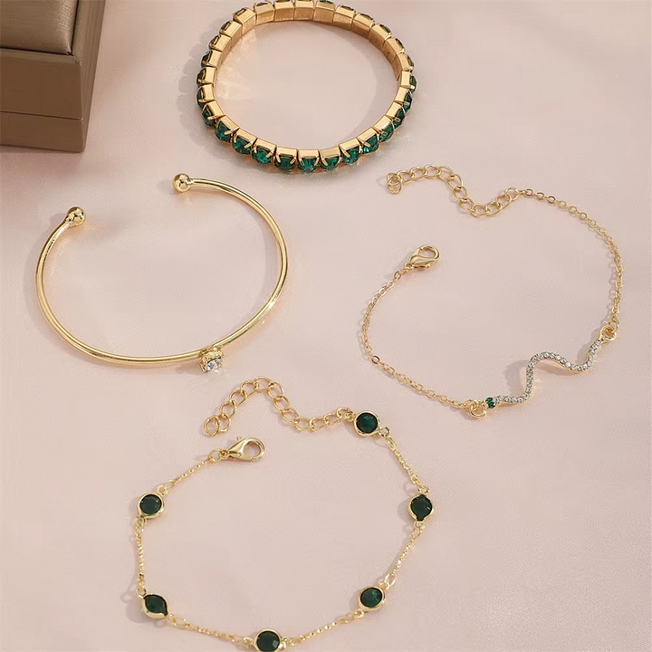 Miray™ | Elegante Set di Bracciali con Pietre Smeraldo