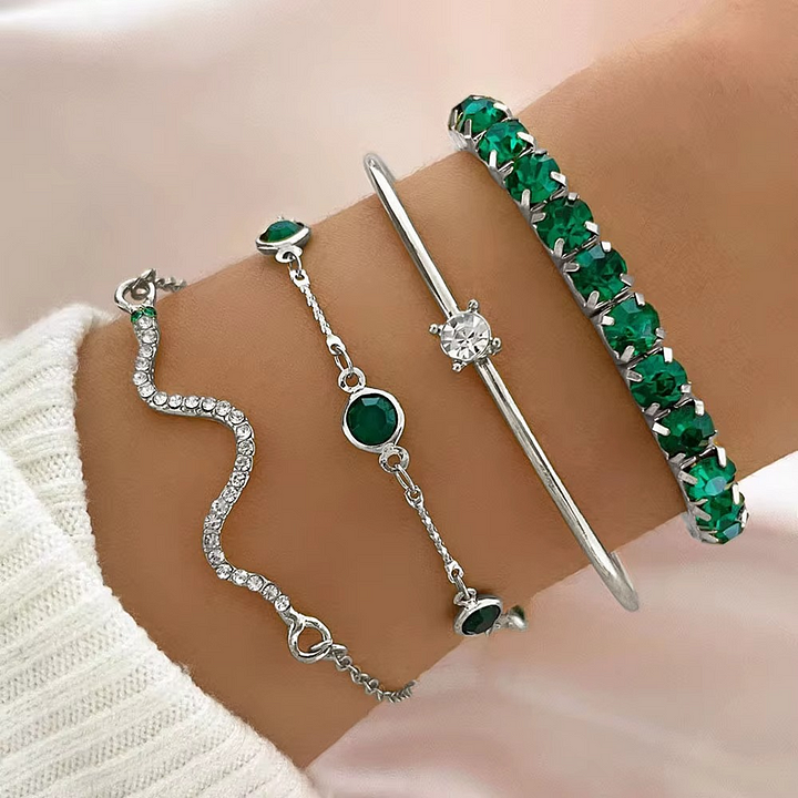 Miray™ | Elegante Set di Bracciali con Pietre Smeraldo