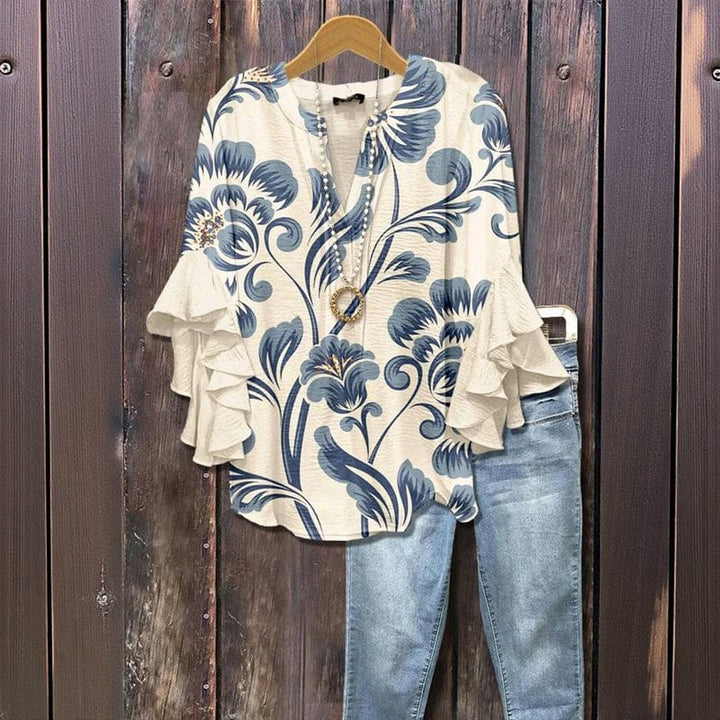 Priscilla™ | Elegante Blusa Donna Ruffle Floreale