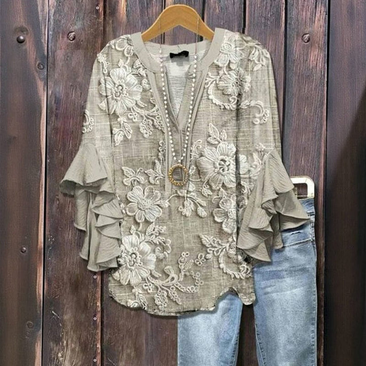 Priscilla™ | Elegante Blusa Donna Ruffle Floreale