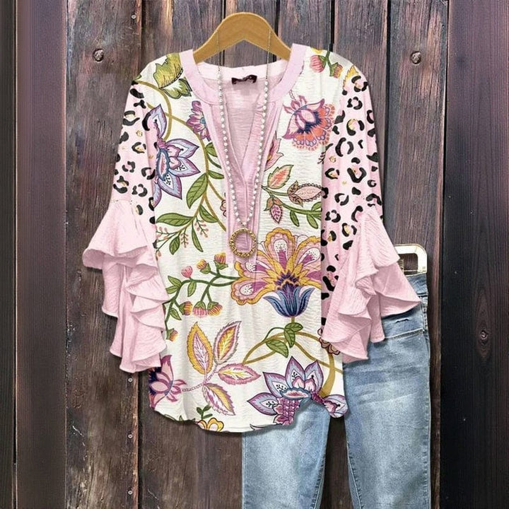 Priscilla™ | Elegante Blusa Donna Ruffle Floreale