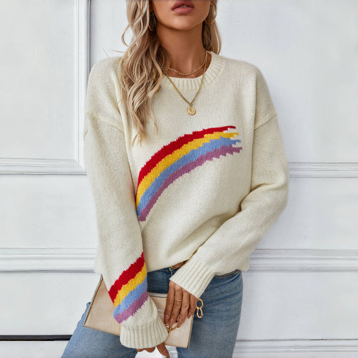 Sophie – Luźny sweter z tęczową dzianiną