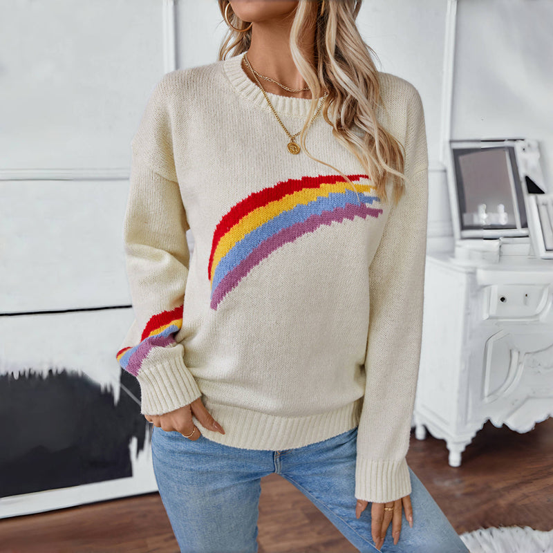 Sophie – Luźny sweter z tęczową dzianiną