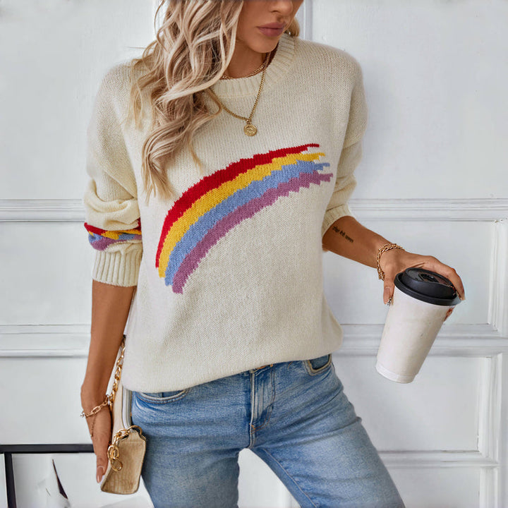 Sophie – Luźny sweter z tęczową dzianiną