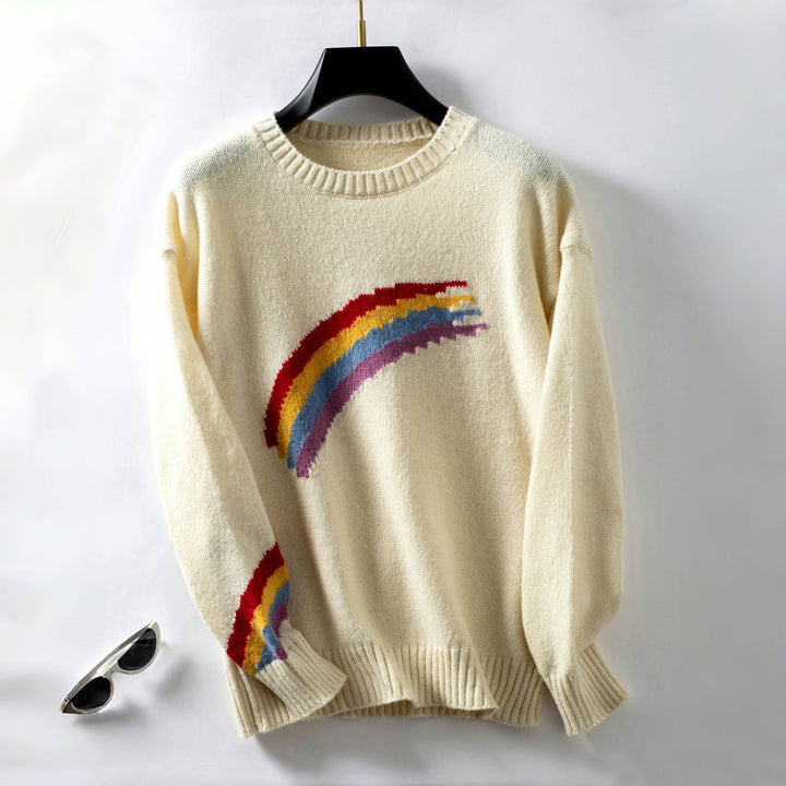 Sophie – Luźny sweter z tęczową dzianiną