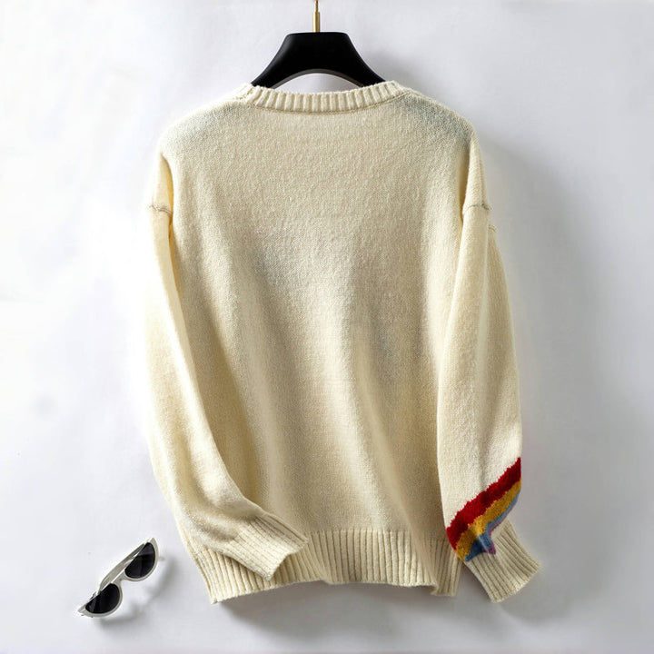 Sophie – Luźny sweter z tęczową dzianiną