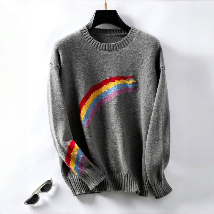 Sophie – Luźny sweter z tęczową dzianiną