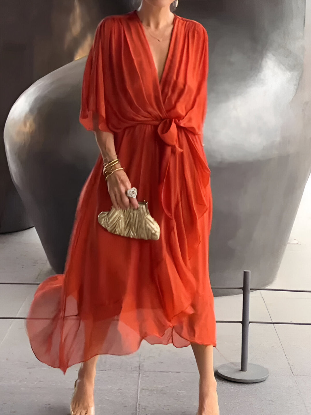 Sukienka Szyfonowa Veronique™ - Elegancja i Komfort na Każdą Okazję