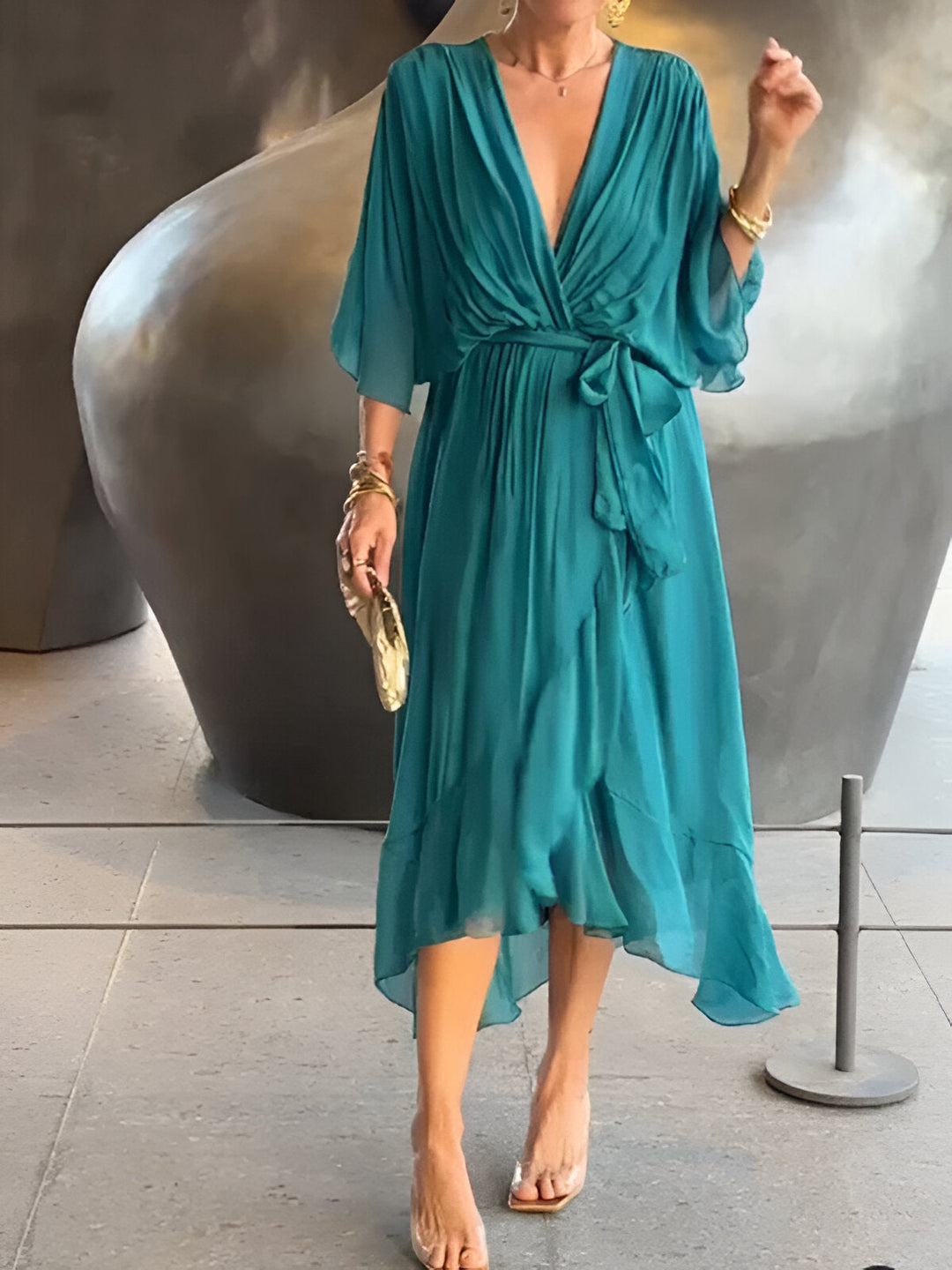 Sukienka Szyfonowa Veronique™ - Elegancja i Komfort na Każdą Okazję