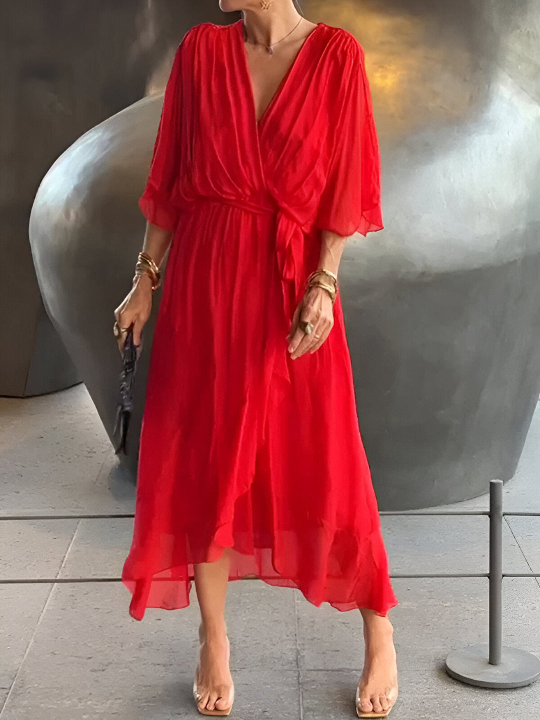 Sukienka Szyfonowa Veronique™ - Elegancja i Komfort na Każdą Okazję